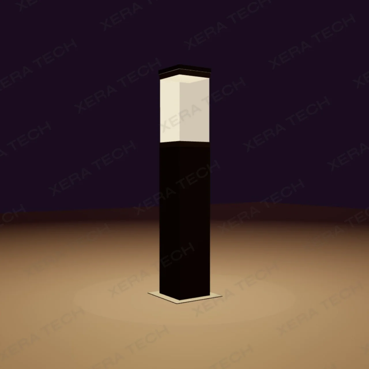Square Plain Decorative Bollard Light view 2