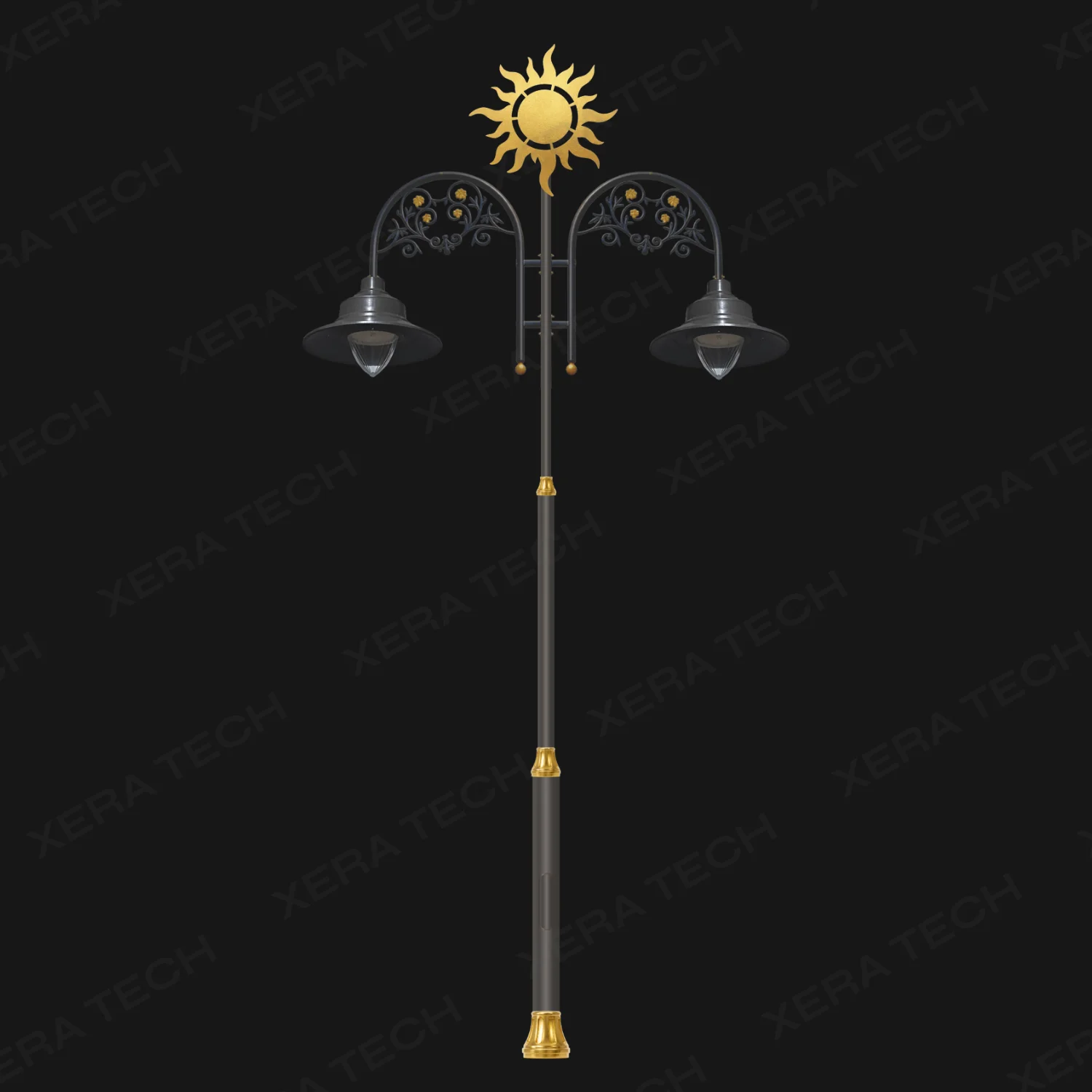 Sun Theme Double Arm Decorative Street Light Pole - Decorative Street Light — main view - India